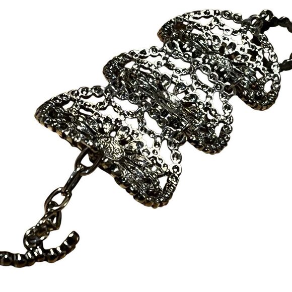 Lace Silver Tone Bracelet Toggle Closure Gift for Her Holiday Gift Gifting - Picture 8 of 10